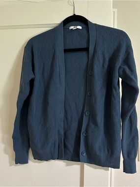 Uniqlo Slate Blue Ribbed Button-Front Cardigan